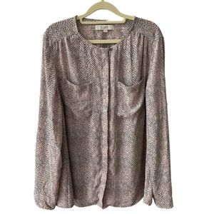 Loft - Animal Print Long Sleeves Blouse - US XL